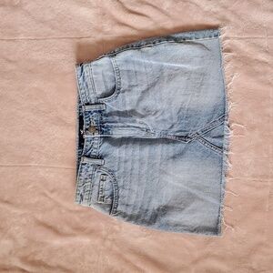 HOLLISTER HIGH RISE JEAN mini SKIRT 3 26 FRAYED LIGHT WASH 100% COTTON Y2K 90'S